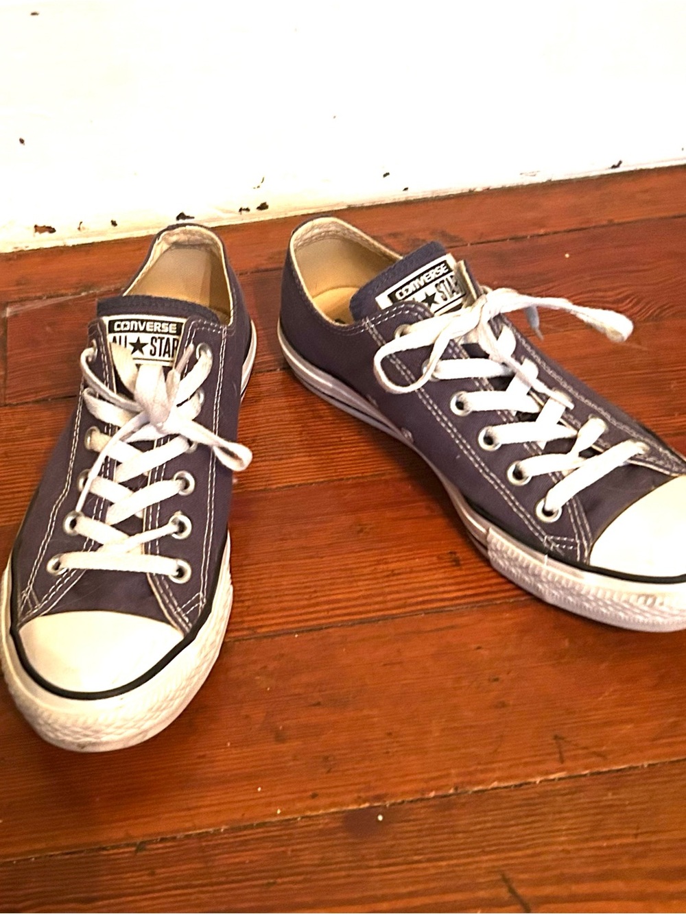 Converse Low Top Sneakers in Dark Blue and White